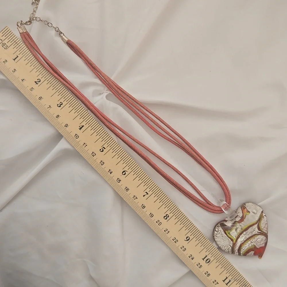 Murano Style Glass Heart Necklace